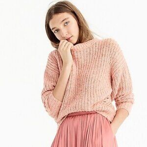 J Crew Point Sur Wool Blend Crew Neck Chunky Knit Sweater Pink S preppy bohemian